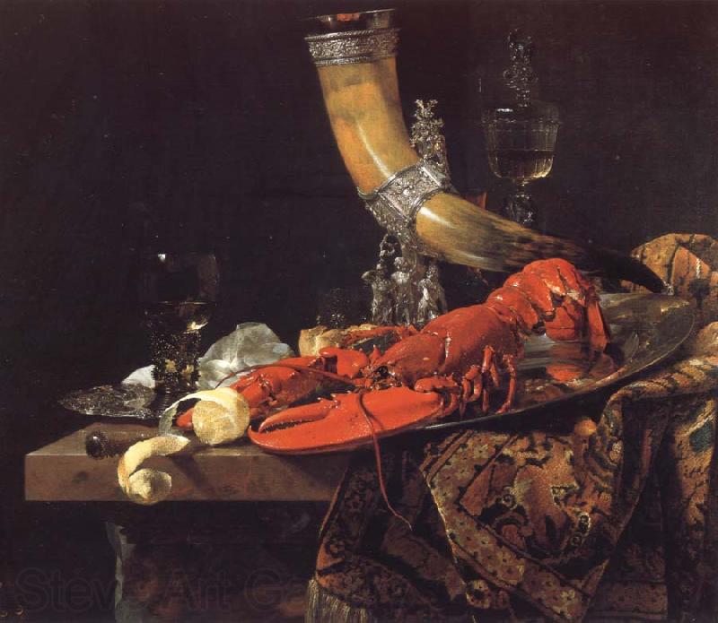 Willem Kalf Still Life with the Drinking-Horn of the Saint Sebastian Archers-Guild,Lobster and Glasses Germany oil painting art